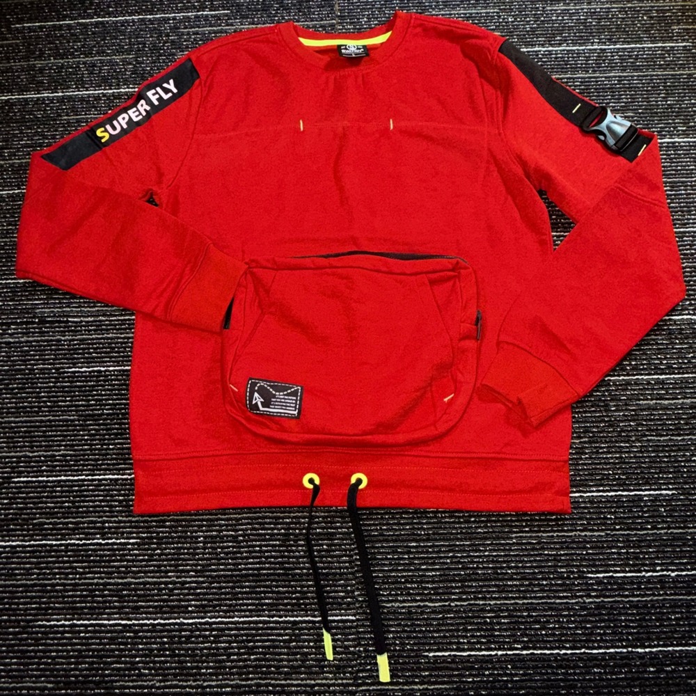 Switch Remarkable Sweatshirt Men L Red New Utility Super Fly Buckle Pouch